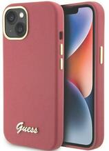 Telefoniümbris Guess Silicone Script Metal Logo & Frame GUHCP15SSMBSLM, Apple iPhone 15, punane