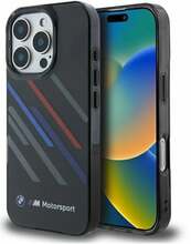 Telefoniümbris BMW Motosport IML Random Stripes, Apple iPhone 16 Plus, must
