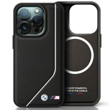 BMW Perforated Twisted Line MagSafe ümbris BMHMP15S23PUCPK, Apple iPhone 13/14/15, must