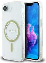 Guess IML Glitter Circle MagSafe ümbris, Apple iPhone 16e, läbipaistev