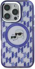 Telefoniümbris Karl Lagerfeld IML Monogram K&CH Heads MagSafe, Apple iPhone 16 Pro, lilla/sinine