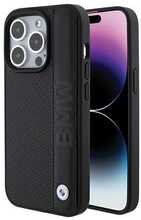 Telefoniümbris BMW BMHCP15X22RDPK Leather Textured & Stripe, Apple iPhone 15 Pro Max, must