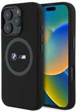 Telefoniümbris BMW BMHMP16X23SROK Silicone Printed Ring MagSafe, Apple iPhone 16 Pro Max, must