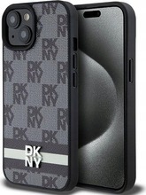 DKNY DKHCP15MPCPTSSK nahast ümbris, Apple iPhone 15 Plus/14 Plus, must, Checkered Mono Pattern & Printed Stripes