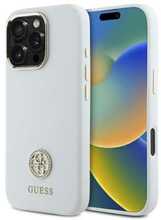 Telefoniümbris Guess GUHCP16XM4DGPH Silicone Logo Strass 4G, Apple iPhone 16 Pro Max, valge