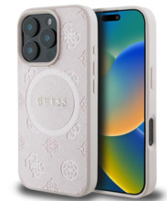 Telefoniümbris Guess Saffiano Peony Classic Logo MagSafe, Apple iPhone 16 Pro, roosa