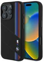 Telefoniümbris BMW BMHMP16X23SCUK Silikon Cut Tricolor Lines MagSafe, Apple iPhone 16 Pro Max, must