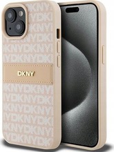 Telefoniümbris DKNY Leather Mono Stripe & Metal Logo DKHCP15MPRTHSLP, Apple iPhone 15 Plus/14 Plus, roosa
