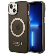 Telefoniümbris Guess GUHMP14MHTCMK Gold Outline Translucent MagSafe, Apple iPhone 14 Plus, must