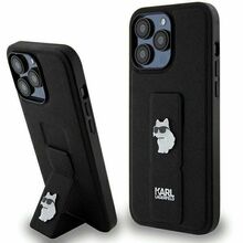 Telefoniümbris Karl Lagerfeld Gripstand Saffiano Karl&Choupette Pins KLHCP13XGSACHPK, Apple iPhone 13 Pro Max, must