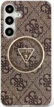 Telefoniümbris Guess 4G Glitter Triangle Buttons MagSafe, Samsung Galaxy S25, pruun