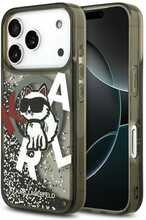 Telefoniümbris Karl Lagerfeld Liquid Glitter Choupette Logo MagSafe, Apple iPhone 17 Pro, must