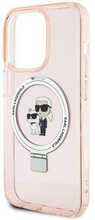 Telefoniümbris Karl Lagerfeld Ring Stand Karl&Choupette MagSafe KLHMP15LHMRSKCP, Apple iPhone 15 Pro, roosa