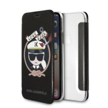 Karl Lagerfeld Signature Glitter KLFLBKPXKSB ümbris, Apple iPhone X/XS, must