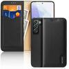Dux Ducis Hivo Leather Flip kaaned, Samsung Galaxy S22+, must, naturaalne nahk, rahakott kaarditaskutega