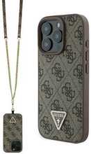 Telefoniümbris Guess Leather Metal Logo Strass Crossbody GUHCP16XP4TDSCPW, Apple iPhone 16 Pro Max, pruun