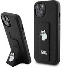 Telefoniümbris Karl Lagerfeld Gripstand Saffiano Choupette Pins KLHCP15MGSACHPK, Apple iPhone 15 Plus/14 Plus, must