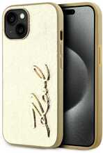 Telefoniümbris Karl Lagerfeld Wrinkled PU Signature Logo, Apple iPhone 15, kuldne