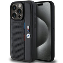 Telefoniümbris BMW Perforated Tricolor Line BMHCP15L23PUPVK, Apple iPhone 15 Pro, must