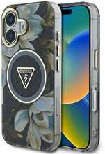 Telefoniümbris Guess Glitter Flowers Triangle Buttons MagSafe, Apple iPhone 16, must