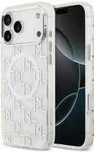 Karl Lagerfeld IML KL Monogram MagSafe ümbris, Apple iPhone 17 Pro Max, valge