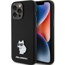 Telefoniümbris Karl Lagerfeld Silicone Choupette Metal Pin KLHCP15XSMHCNPK, Apple iPhone 15 Pro Max, must