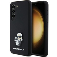 Telefoniümbris Karl Lagerfeld Silicone Karl&Choupette Metal Pin KLHCS23SSMHKCNPK, Samsung Galaxy S23, must