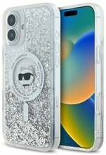 Telefoniümbris Karl Lagerfeld Liquid Glitter Choupette Head MagSafe, Apple iPhone 16, läbipaistev