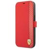 Telefoniümbris Ferrari FESAXFLBKP13SRE Book On Track Carbon Stripe, Apple iPhone 13 mini, punane