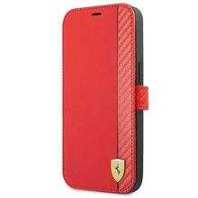 Telefoniümbris Ferrari FESAXFLBKP13SRE Book On Track Carbon Stripe, Apple iPhone 13 mini, punane