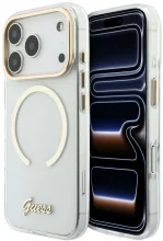 Guess IML Script Metal MagSafe ümbris, iPhone 18 Pro/17 Pro, läbipaistev