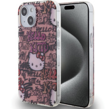 Hello Kitty IML Tags Graffiti ümbris HKHCP15SHDGPTP, Apple iPhone 13/14/15, roosa