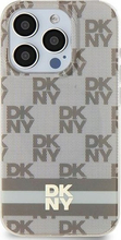 DKNY DKHMP15SHCPTSE IML Checkered Mono Pattern & Printed Stripes MagSafe ümbris, iPhone 13/14/15, beež
