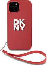 Telefoniümbris DKNY PU Leather Stack Logo Wrist Strap, Apple iPhone 14, punane