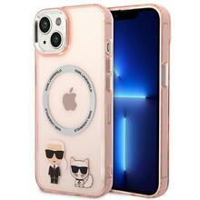 Telefoniümbris Karl Lagerfeld KLHMP14MHKCP Karl & Choupette Aluminum MagSafe, Apple iPhone 14 Plus, roosa