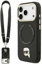 Karl Lagerfeld Big Strap Karl Metal Logo MagSafe ümbris, Apple iPhone 17 Pro, must