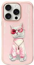 Telefoniümbris Nimmy Glasses Cool Cat, Apple iPhone 16 Pro, roosa