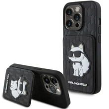 Karl Lagerfeld Saffiano Cardslots and Stand Monogram Choupette KLHCP15XSAKCNSCK, iPhone 15 Pro Max, must