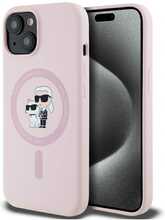 Telefoniümbris Karl Lagerfeld Silicone Karl&Choupette MagSafe, Apple iPhone 15 Plus, roosa