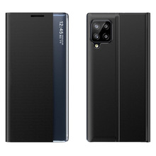 Telefoniümbris Sleep Case Bookcase Type nutika aknaga, Samsung Galaxy A22 4G, must