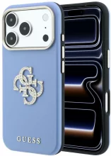 Guess Smooth & Big Strass Logo ümbris, iPhone 18 Pro / 17 Pro, sinine
