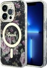 Telefoniümbris Guess Flower MagSafe GUHMP14LHCFWSK, Apple iPhone 14 Pro, must