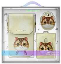 Nimmy 3in1 komplekt, telefoniümbris + kott + asjade otsija, Big Eyed Pet 2.0 Cat, khaki