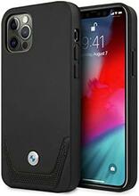 BMW Signature Leather Lower Stripe BMHCP12MRSWPK ümbris, Apple iPhone 12/12 Pro, must