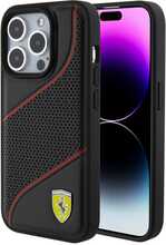Telefoniümbris Ferrari Perforated Waves Metal Logo FEHCP15LPWAK, Apple iPhone 15 Pro, must