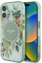Telefoniümbris Guess IML Flower & Tonal Circle MagSafe, Apple iPhone 16 Plus, roheline