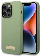 Telefoniümbris Guess GUHMP14XSBPLA Hardcase Silicone Logo Plate MagSafe, Apple iPhone 14 Pro Max, khaki