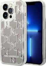Telefoniümbris Karl Lagerfeld Liquid Glitter Monogram KLHCP14LLMNMS, Apple iPhone 14 Pro, hõbe