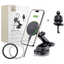 Telefonihoidja autosse Tech Protect MM15W-V7, juhtmevaba laadijaga, must