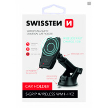 Telefonihoidja autosse Swissten WM1-HK2, juhtmevaba laadimisega, must